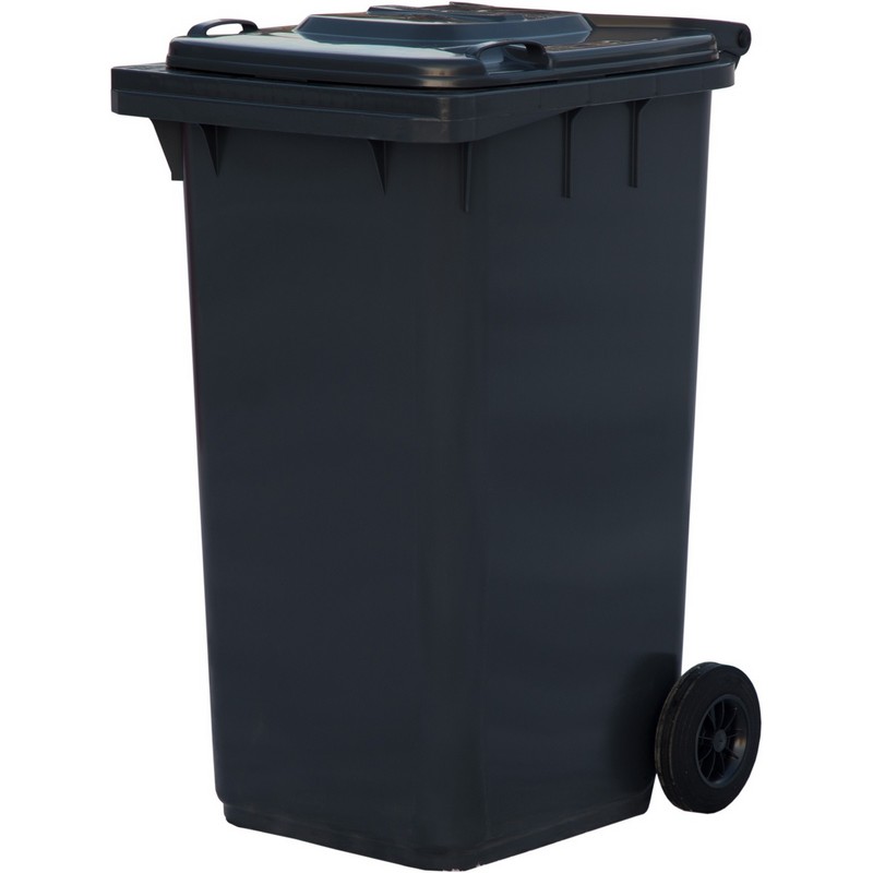 Мусорный контейнер 240л серый, крышка, 2 колеса