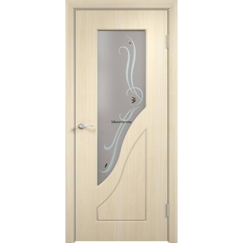 Дверное полотно ПВХ  ВЕРДА КАМИЛЛА худож.стекло (белёный дуб) ПО 600*2000 