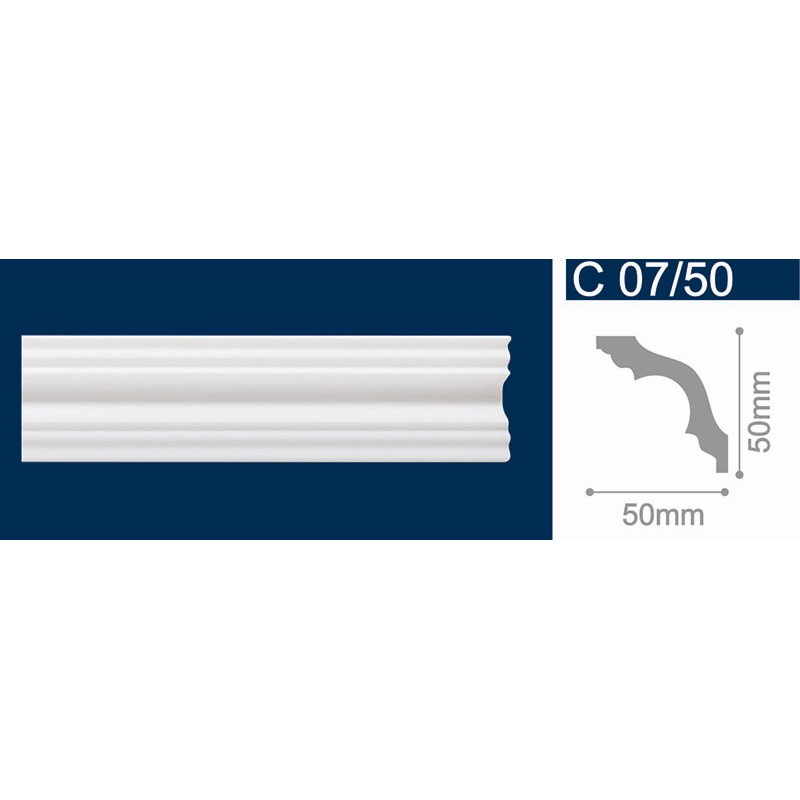 Плинтус потолочный белый С07/50