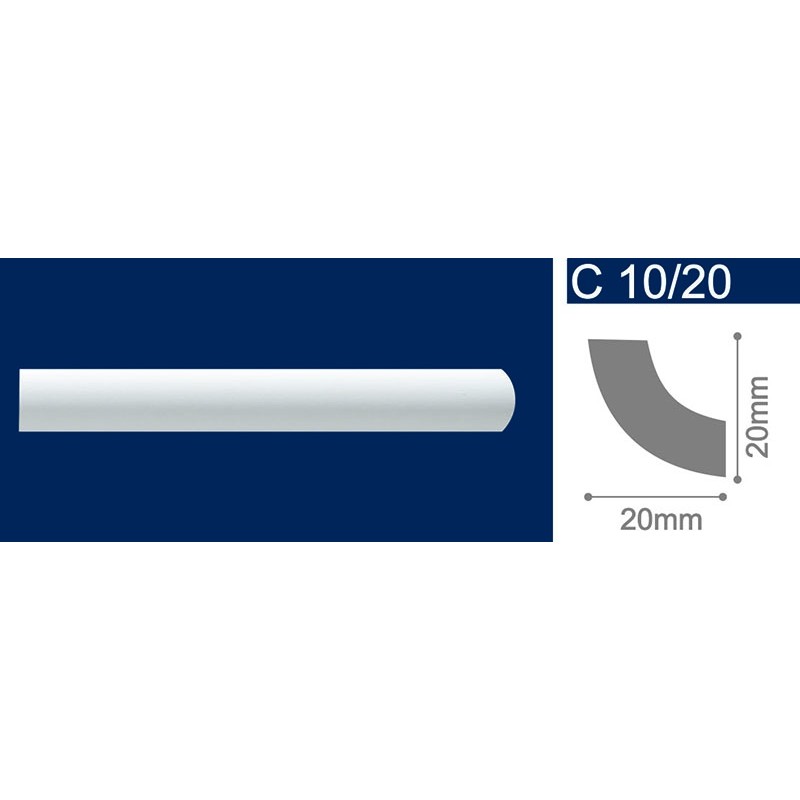 Плинтус потолочный белый С10/20