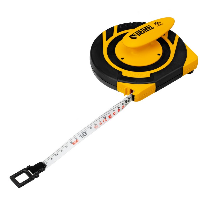 Рулетка мерная 30м фиберглас.лента, закрытый корпус Denzel 31291