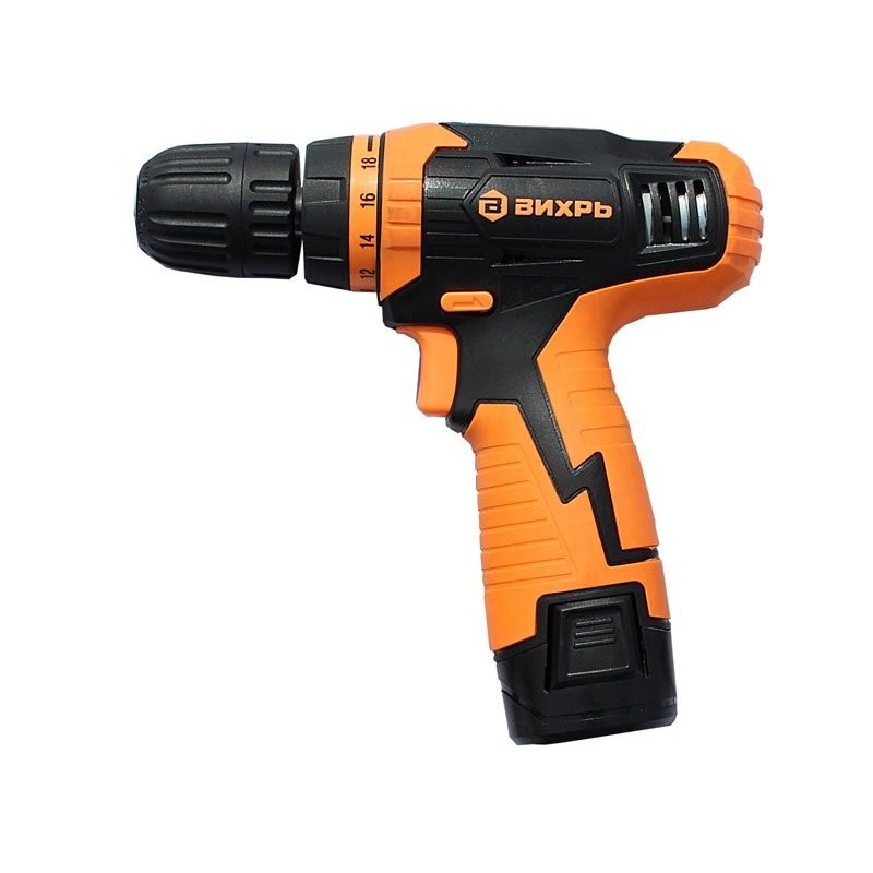Дрель-шуруповерт акк. ВИХРЬ ДА-12Л-2К, 12в 2х2,0Ач Li-Ion 20Нм 2-скор. БЗП10мм 1,3кг кейс