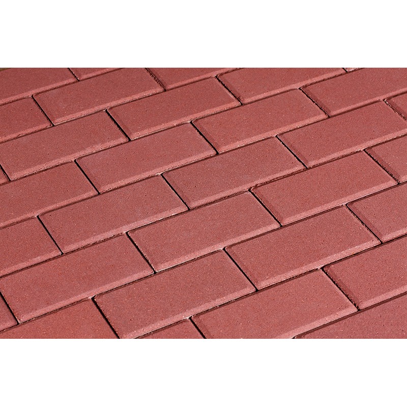 Тротуарная плитка Брусчатка 200*100*60 (красная) 1м.кв/50шт, в европаллете 528шт/10,56м.кв/1300кг