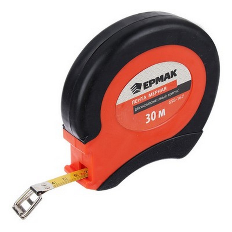 Рулетка мерная 30м металл, двукомп.корпус ЕРМАК 658-167