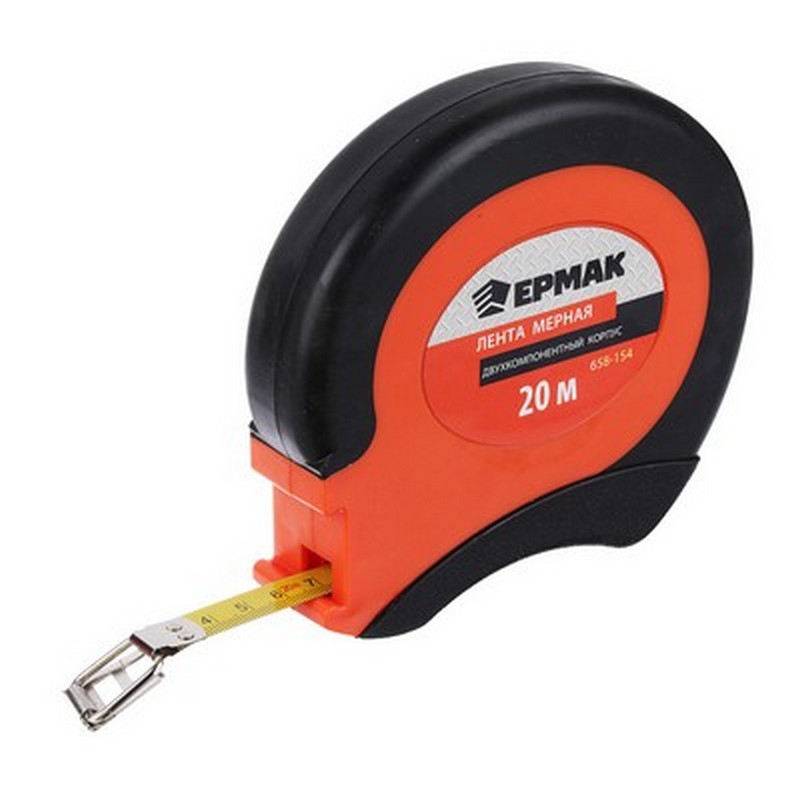 Рулетка мерная 20м металл, двукомп.корпус ЕРМАК 658-154