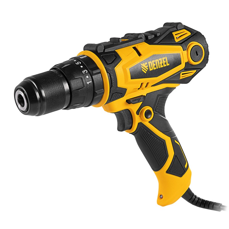 Дрель-шуруповерт сетевая ударная DENZEL ISD-300-13, 300вт БЗП13мм метал.