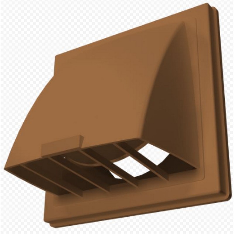 Решетка вентиляционная 1515К10ФВ 150*150 с фланцем d 100 коричневая (обр.клапан)