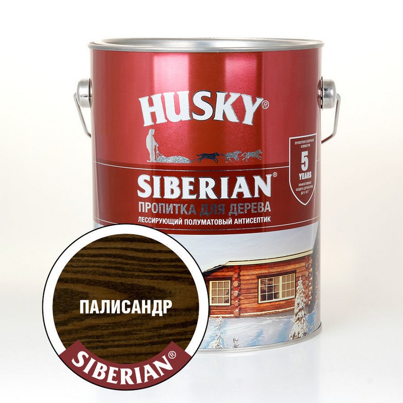 Пропитка для дерева полуматовая палисандр Husky Siberian 2,7 л