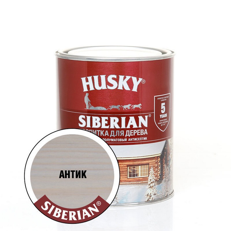 Пропитка для дерева полуматовая антик Husky Siberian 0,9 л