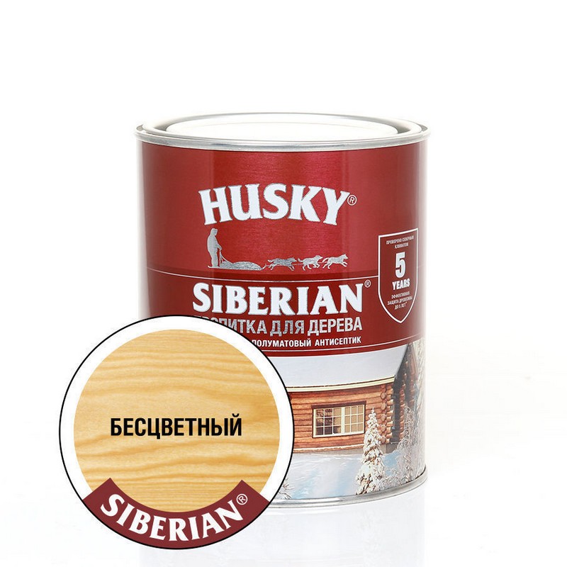 Пропитка для дерева полуматовая бесцветная Husky Siberian 0,9 л 