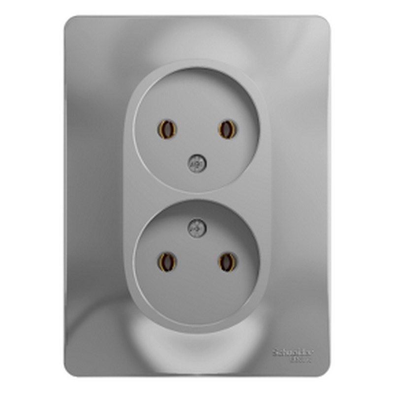 Розетка с/у 2-мест. б/заз. Алюм. 16А Schneider Electric Glossa GSL000320