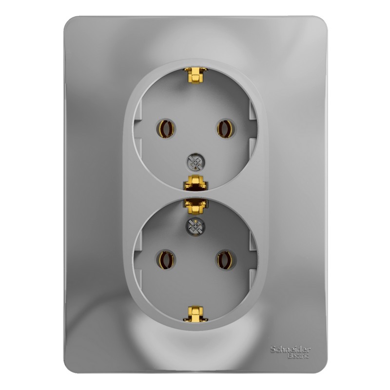 Розетка с/у 2-мест. с заз. Алюм. 16А Schneider Electric Glossa GSL000324