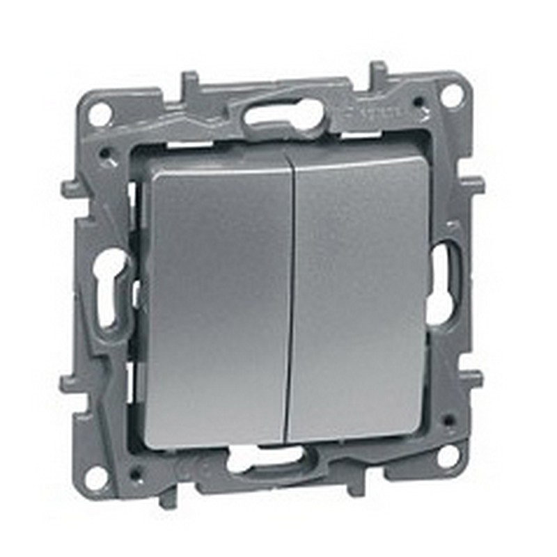 Переключатель без рамки с/у 2-кл. Алюм. 10А IP20 Legrand Etika Plus 672412
