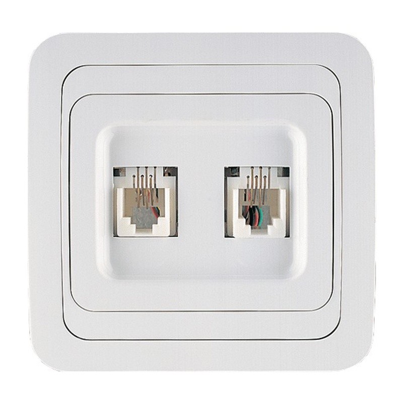 Розетка с/у телефонная + гнездо CAT5 белый/белый MAKEL Mimoza 12037