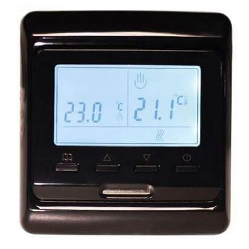 Термостат E-51 черный (программ. с выносным и встроенным датчиком воздуха) сила тока 16А