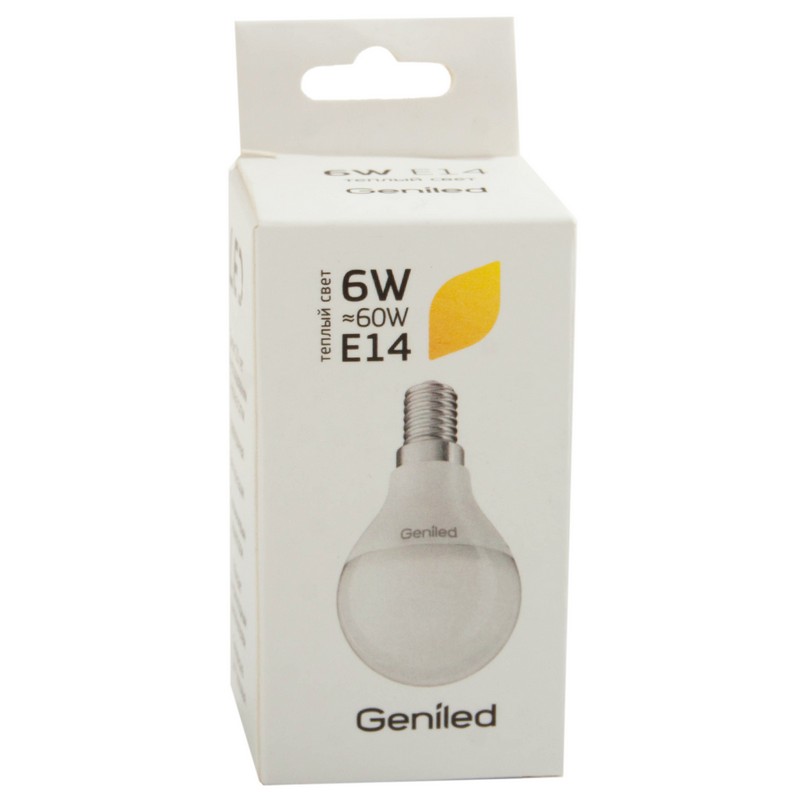 Лампа LED шар G45 6вт E14 2700K теп.свет, мат. GENILED 01265
