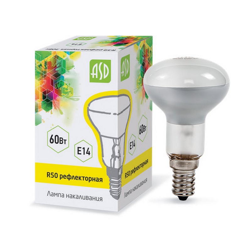 Лампа накал. зерк. R50 60вт Е14 матов. ASD