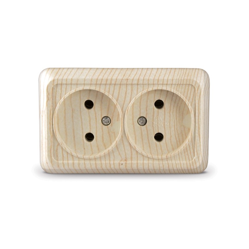 Розетка о/у 2-мест. б/заз. Сосна 16А IP20 UNIVersal Олимп 5560858