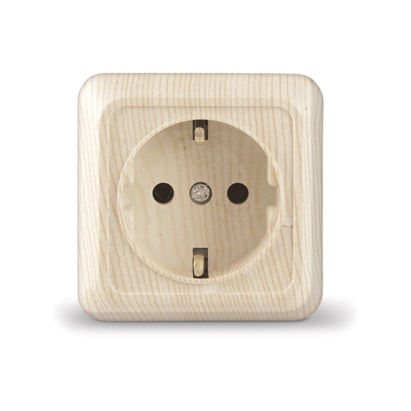 Розетка о/у 1-мест. с заз. Сосна 16А IP20 UNIVersal Олимп 5560902