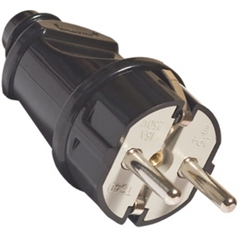 Вилка с/заз. черная 16А UNIVersal А1010