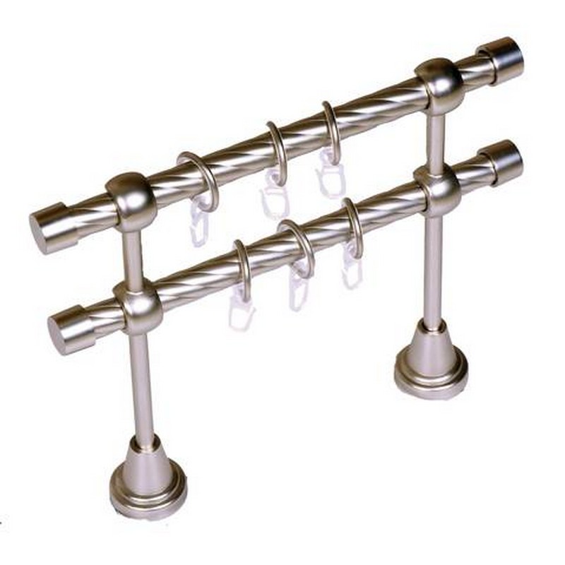 Карниз Ковка Витой открытый САТИН-ХРОМ 3,0 м (2-х рядн) 16мм