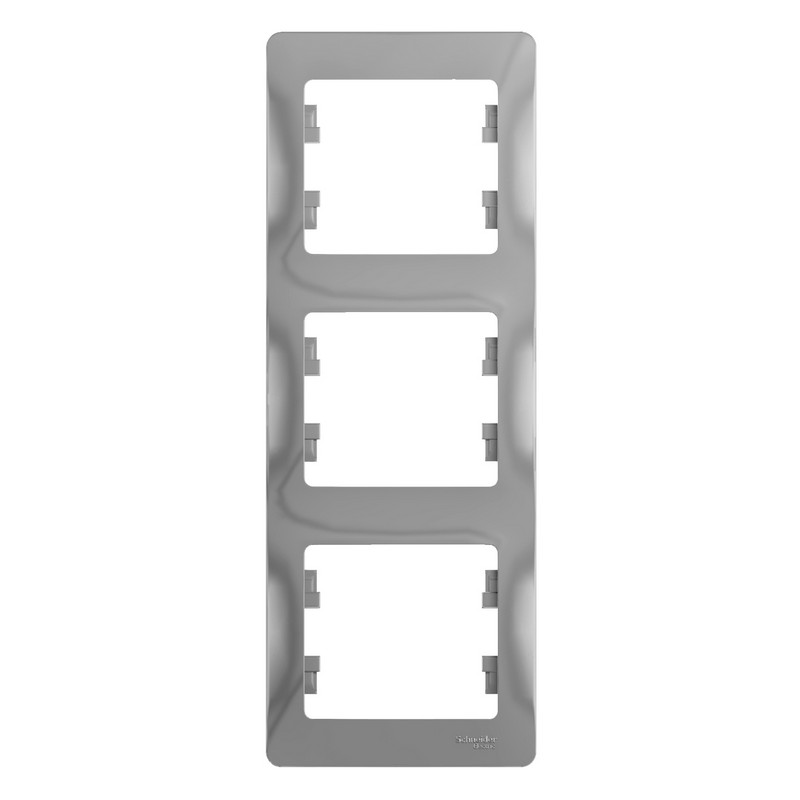 Рамка 3-мест. верт. Алюм. Schneider Electric Glossa GSL000307