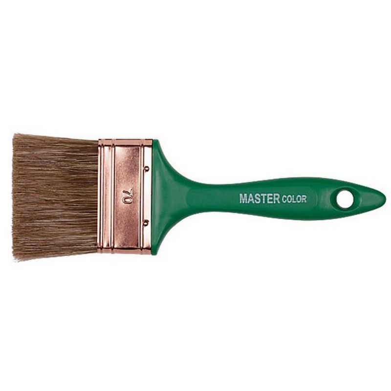 Кисть флейцевая, толщ. 11 мм, 70% ПЭT/30% натур. щетина, нерж.обжим, пласт.ручка, ширина 30 мм