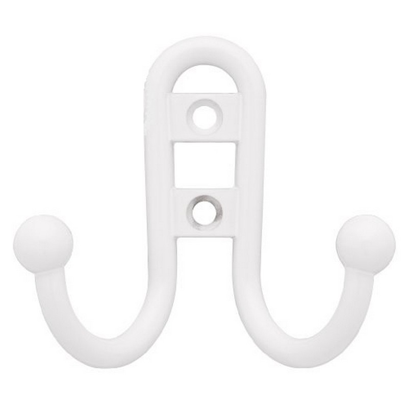 Крючок-вешалка 2-х рожковый (белый) №13