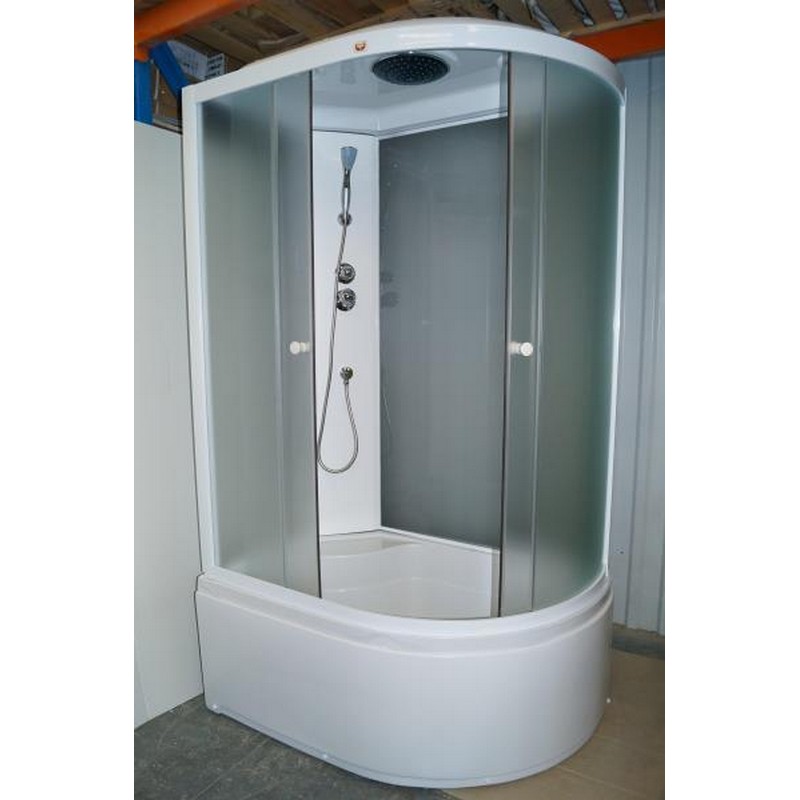 Душевая кабина 120*80см,высокий поддон,белая,мат.ст,левая 