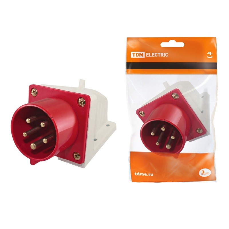Вилка силовая стационарная 16А 3Р+Е+N 380в IP44 (515)