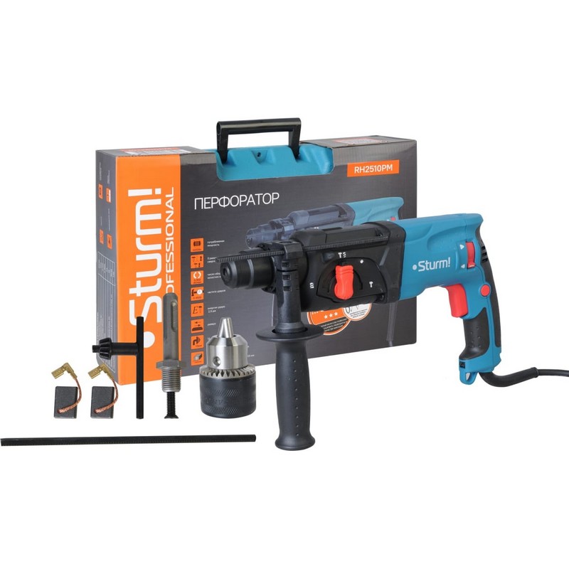 Перфоратор STURM RH2510PM "профи", 1000вт 3-реж. кейс