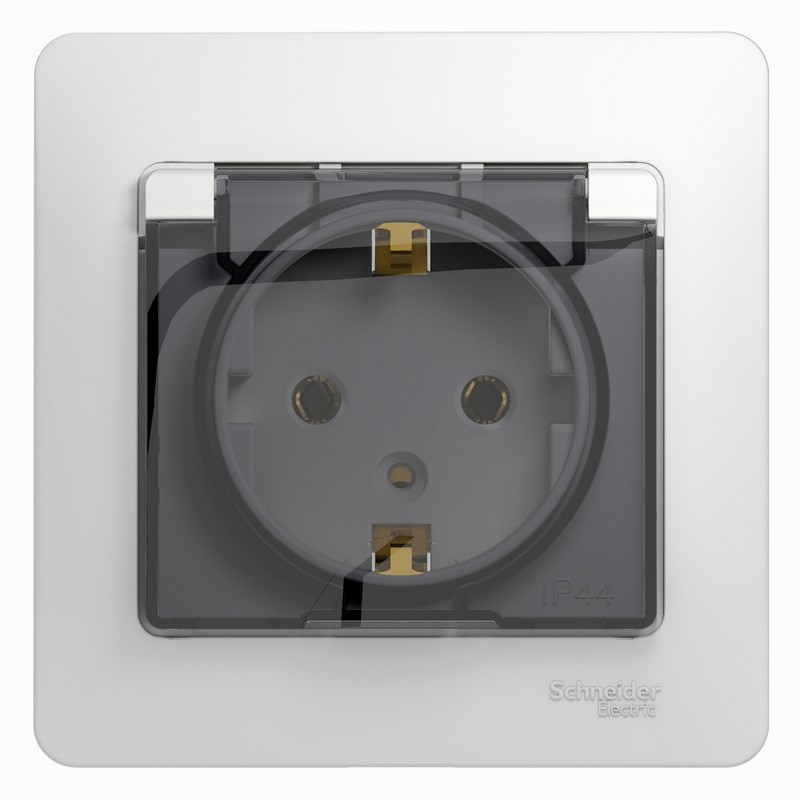 Розетка с/у 1-мест. с заз. с крышкой белая IP20 Schneider Electric GLOSSA GSL000146