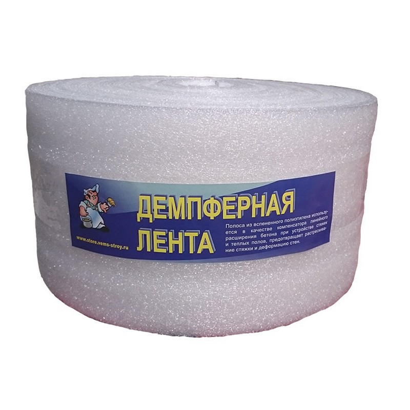 Лента демпферная НПЭ СП 10*100*10м с клеевым слоем