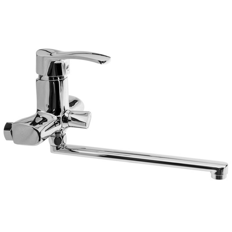 Смеситель для ванны однорычажный, длинный излив переключатель в корпусе хром HB2270