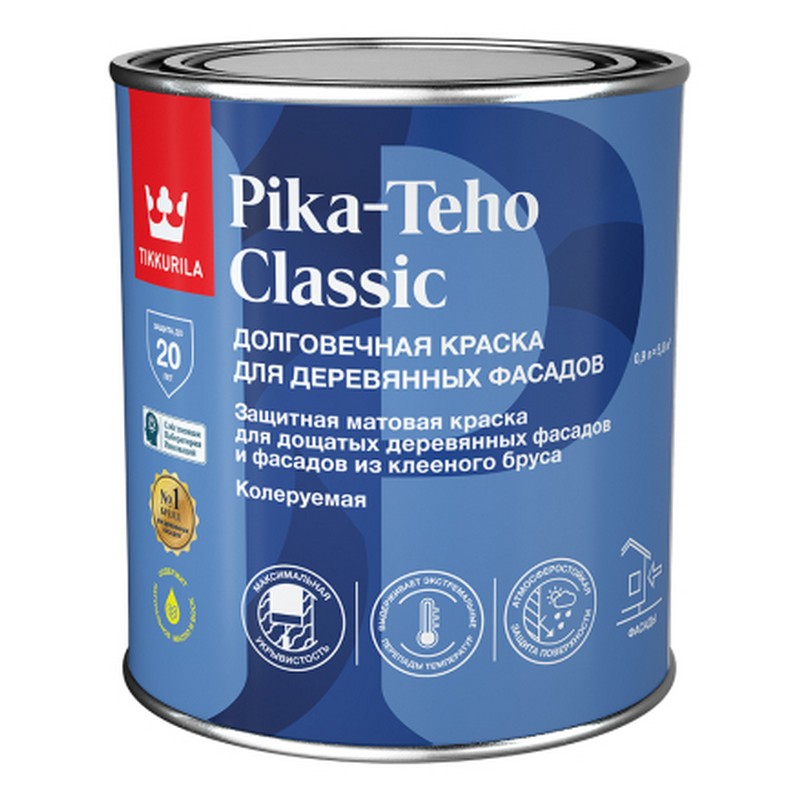 Краска фасадная по дереву TIKKURILA PIKA-TEHO CLASSIC основа А 0,9л