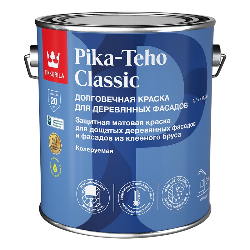 Краска фасадная по дереву TIKKURILA PIKA-TEHO CLASSIC основа А 2,7л