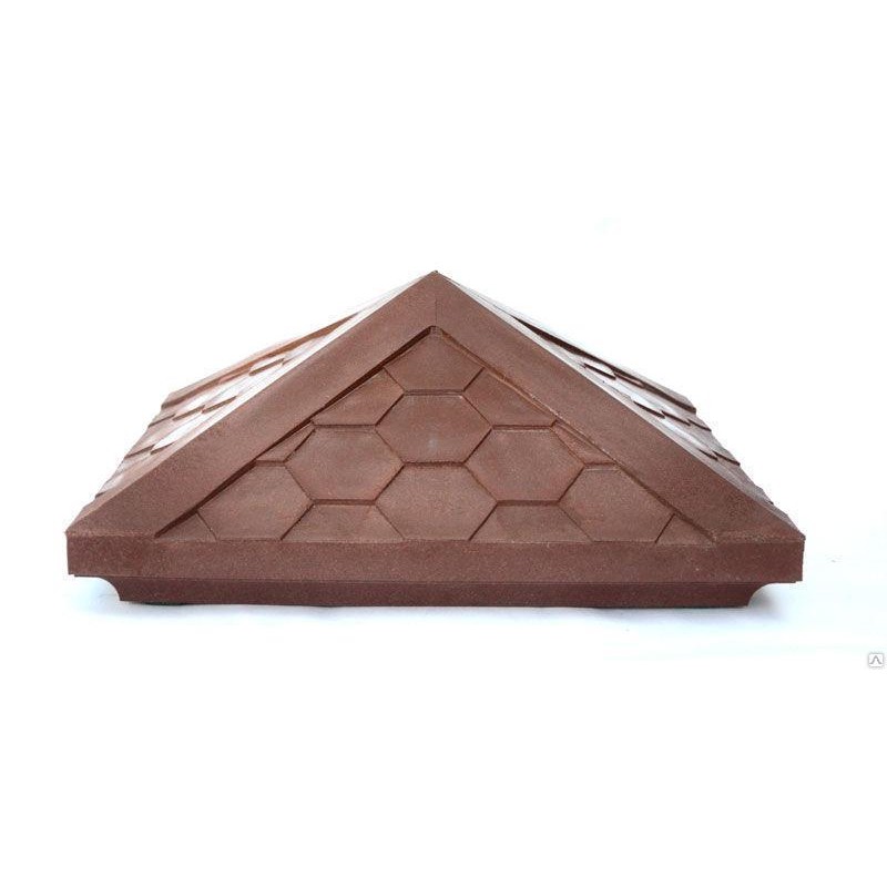 Колпак на заборный столб полимерно-песчаный коричневый 460*460*180 мм