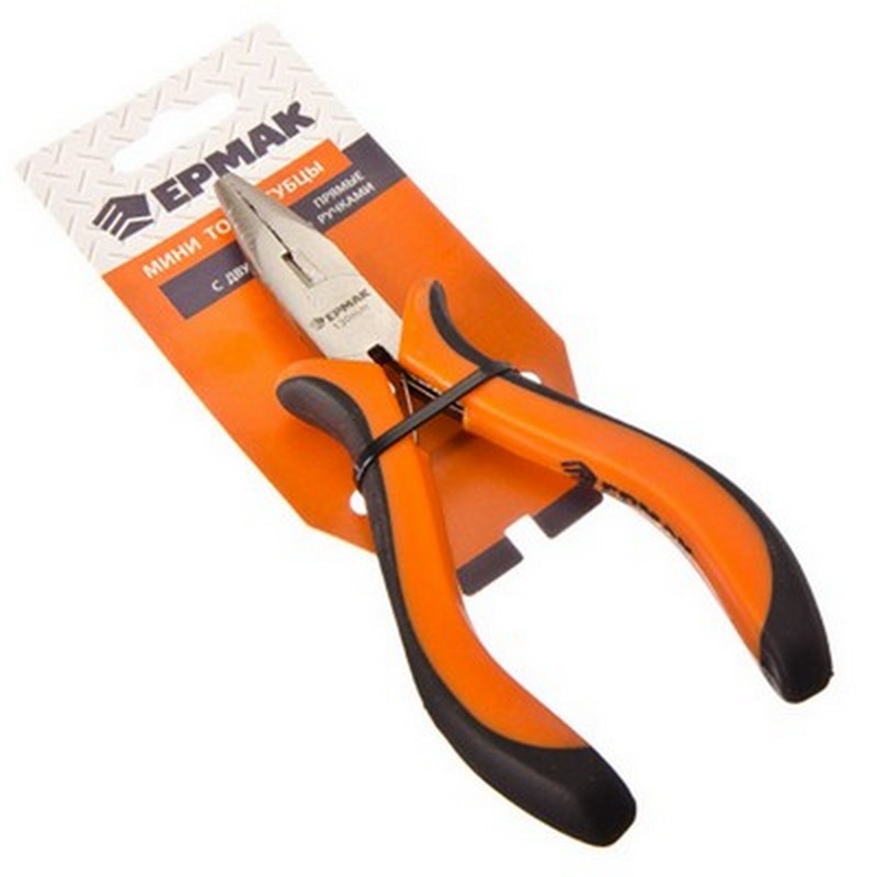 Тонкогубцы "мини" с двуцветными ручками ЕРМАК 661-025
