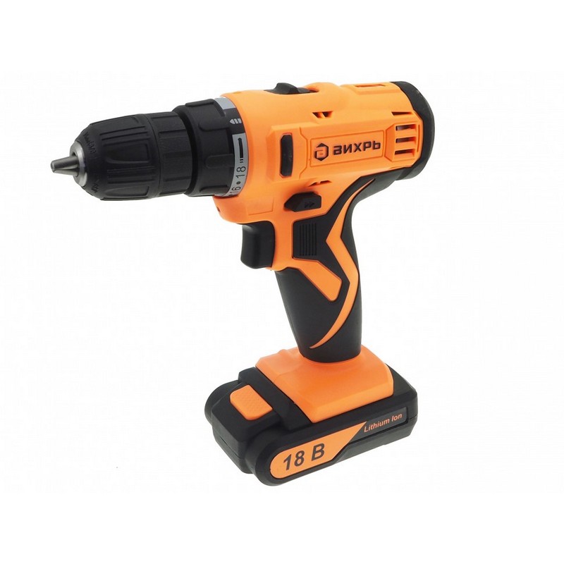 Дрель-шуруповерт акк. ВИХРЬ ДА-18Л-2К, 18в 2х2,0Ач Li-Ion 28Нм 2-скор. БЗП10мм 2,1кг кейс