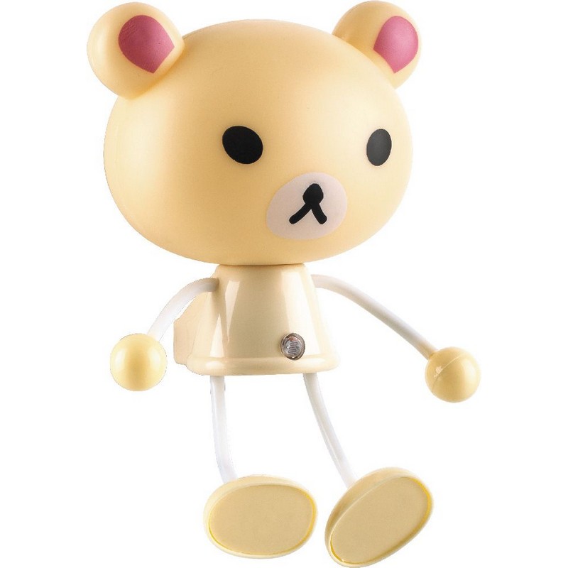 Светильник-ночник "МЕДВЕЖОНОК" желтый 4LED 0,5W 220V, с датчиком день/ночь, FN1157