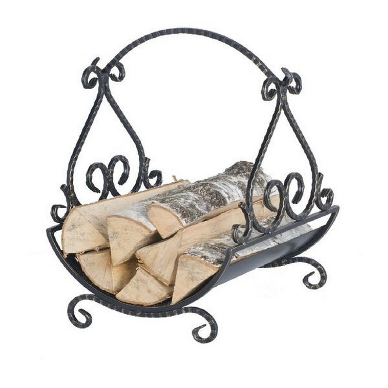 Дровница ВЕЗУВИЙ ковка D140 B чёрный/золото