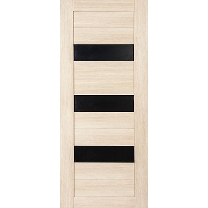 Дверное полотно мод. №23 экошпон беленый дуб 2000х600 стекло черное