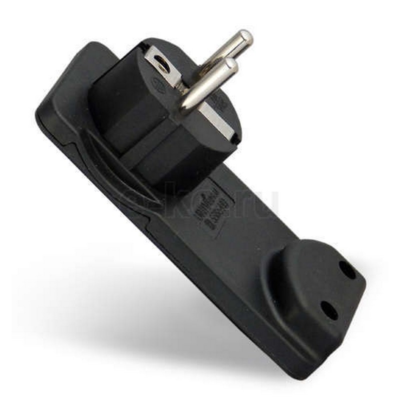 Вилка угловая тонкая с заз. черная 16А UNIVersal 5565419