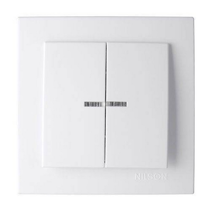 Выключатель с/у 2-кл. с инд. белый NILSON TOURAN EKO Naturel