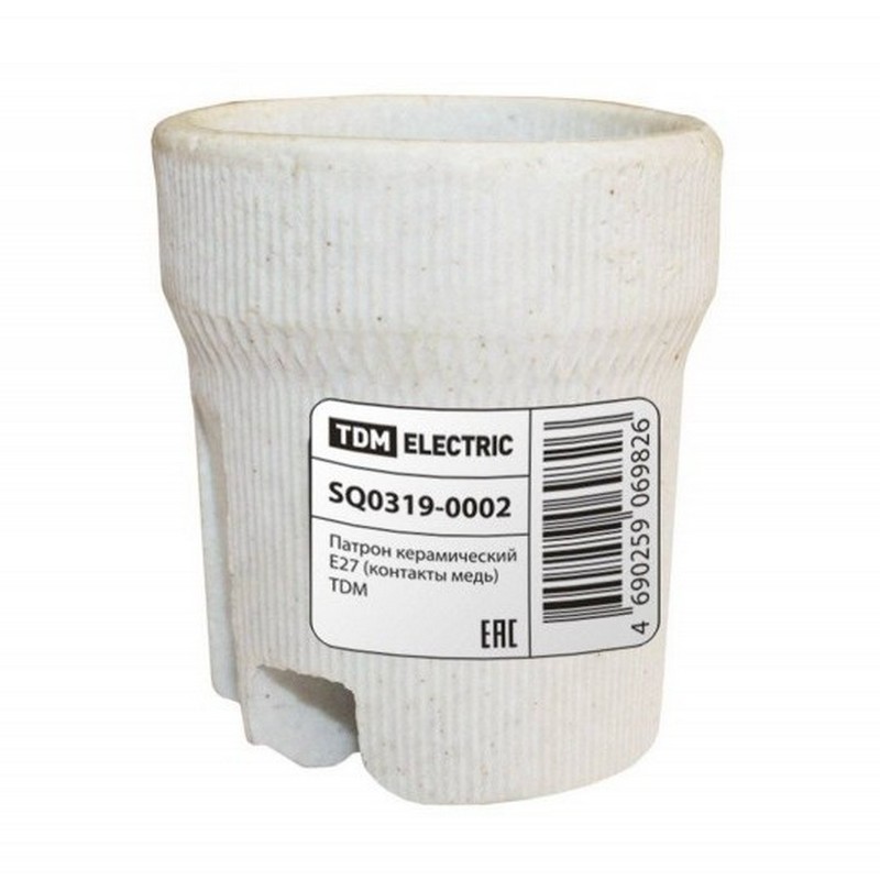 Патрон Е27 керамический (контакты медь) TDM