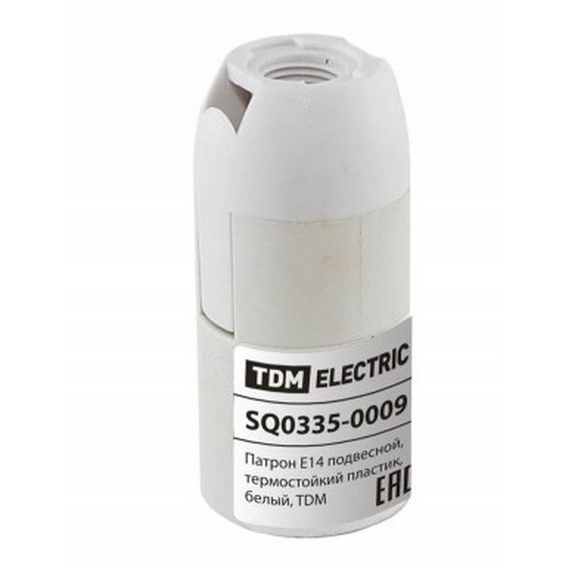 Патрон Е14 пластик. подвесной белый TDM