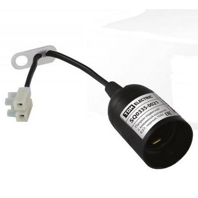 Патрон Е27 подвесной с клеммной колодкой, черный