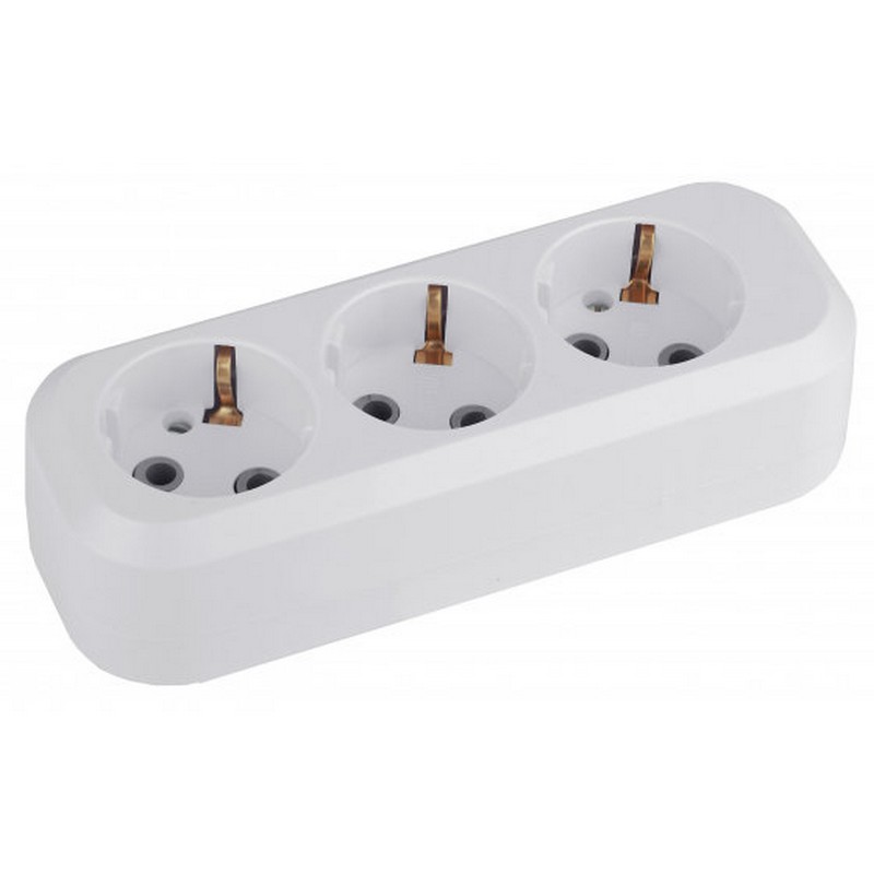 Колодка 3-мест. с заз. белая ЭРА KX-3e