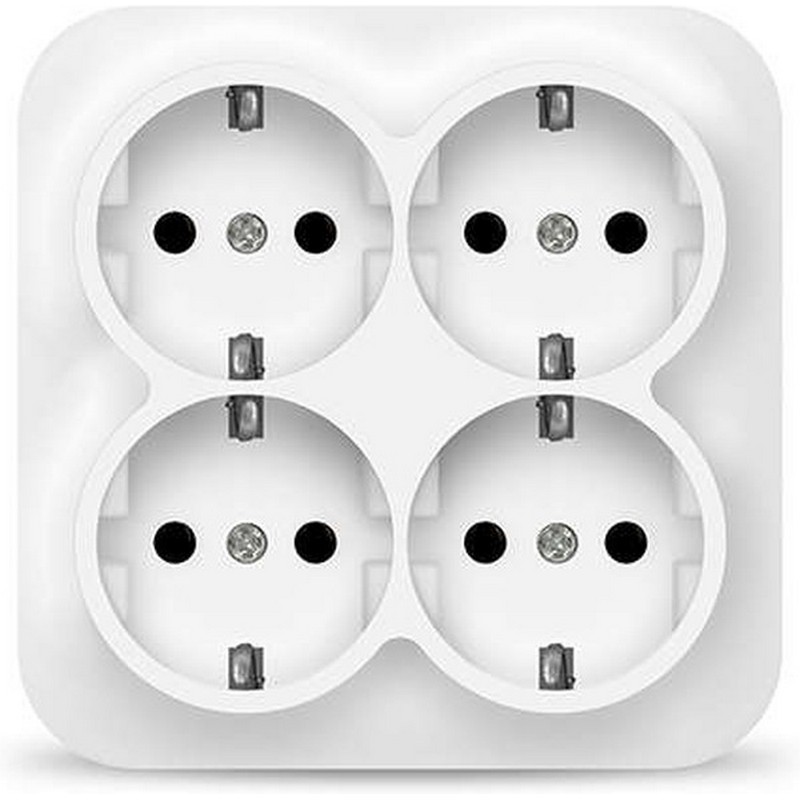 Розетка о/у 4-мест. с заз. белая квадрат. 16А IP20 IONICH 1449