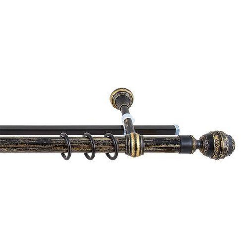Карниз круглый 2-х рядный "ВАЛАНС" 2,8 м (черненое золото/патина)